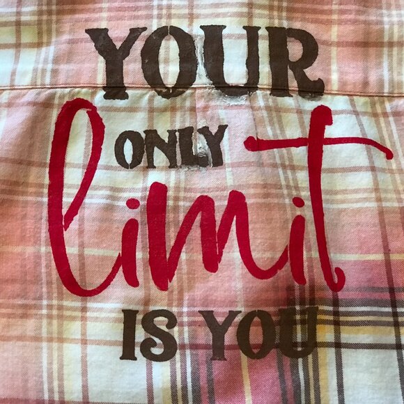 Upcycled Bleached Flannel Shirt, Women’s Size Small: Inspirational, Red Plaid - Picture 8 of 10